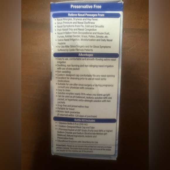 NeilMed Sinus Rinse All Natural Sinus Relief NWT Health Cold Flu Stuffy Nose - Picture 5 of 5